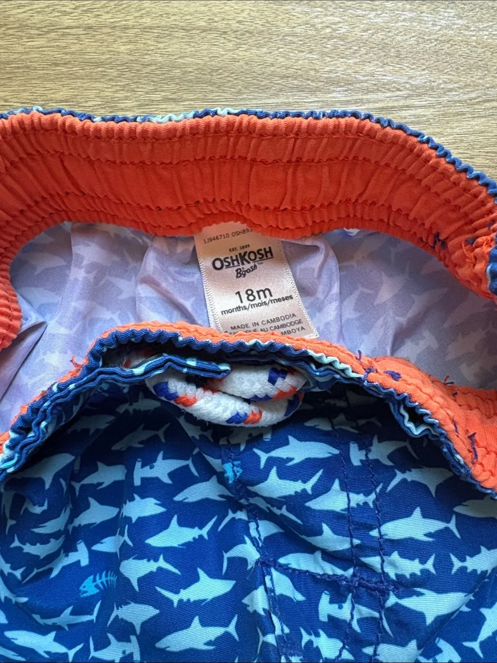 Set of 3 Comfy 18m Shorts - Light Blue, Red, and 1 Navy Shark Print bathing suit